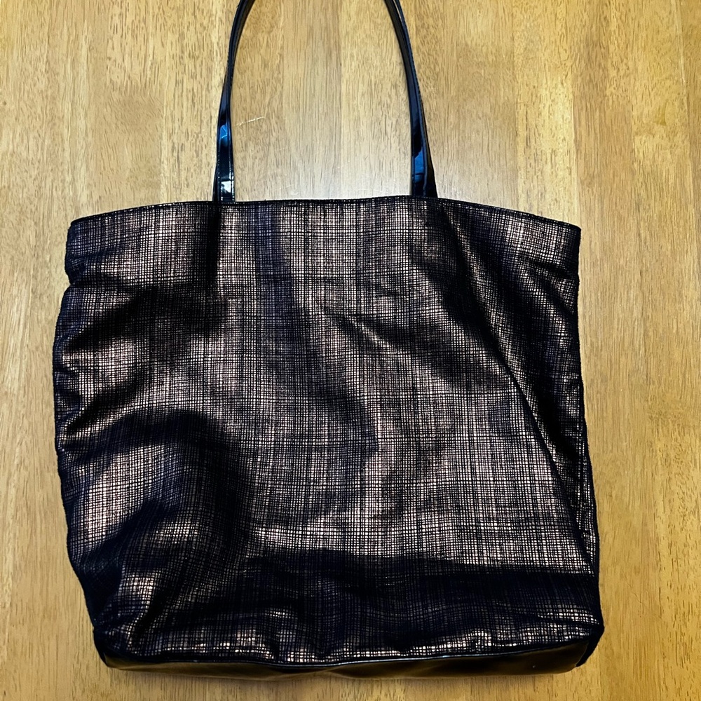 Saks Fifth Avenue Shimmering Black and Bronze Tote